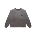 HENLEY L/S TEE - WASHED GREY