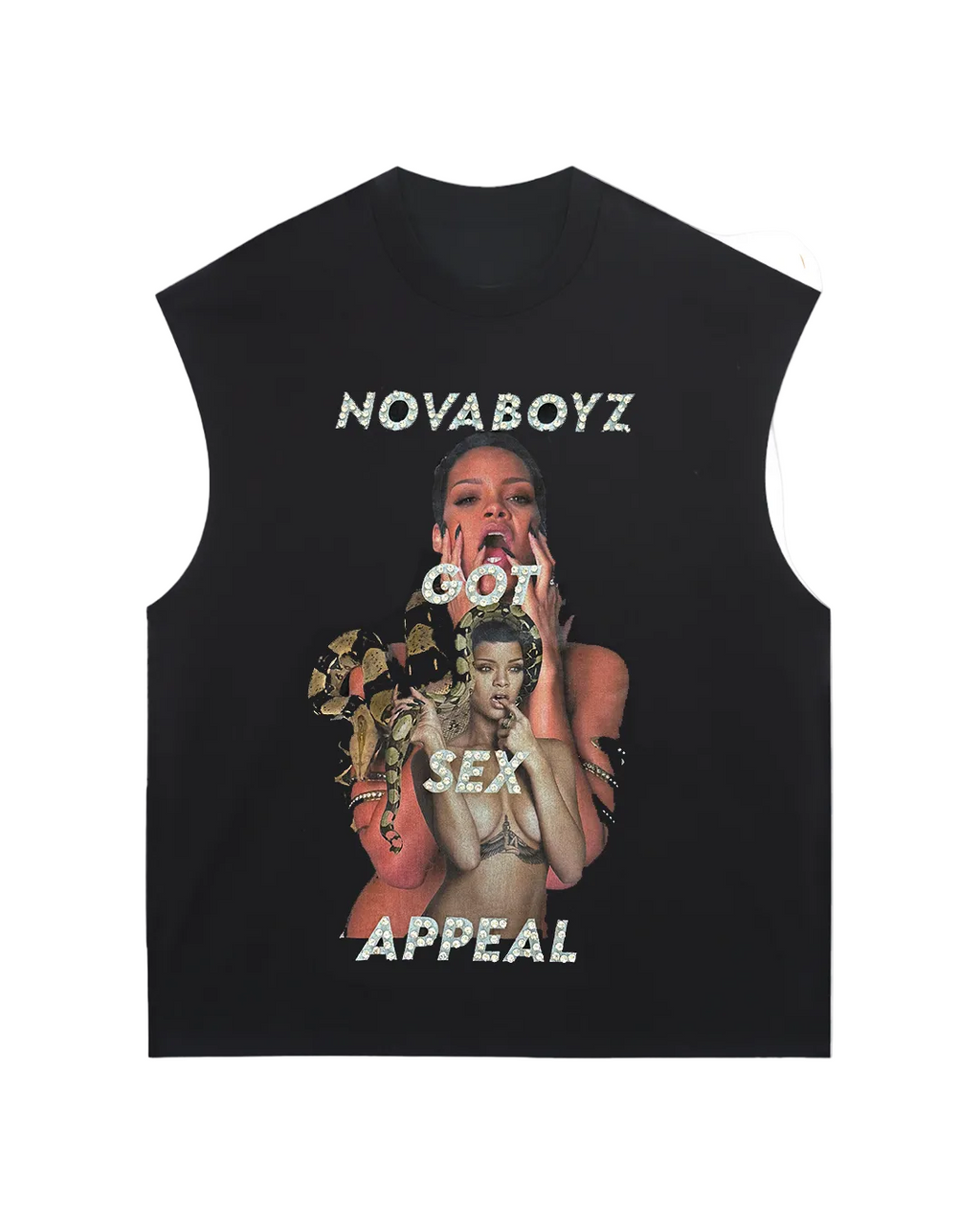 RIRI SLEEVELESS T-SHIRT - BLACK