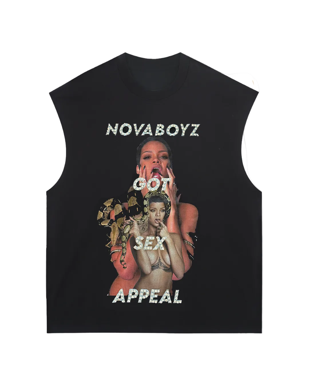 RIRI SLEEVELESS T-SHIRT - BLACK